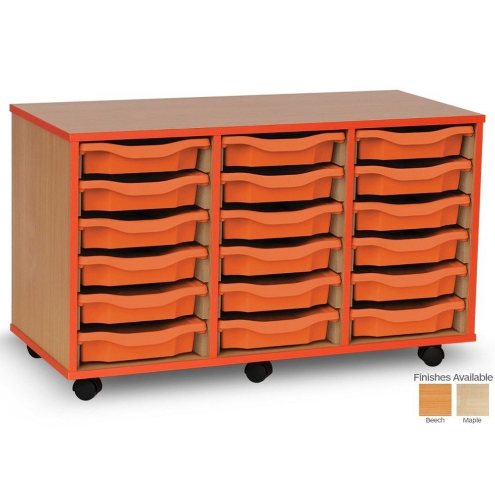 Monarch 18 Tray Single Tray Storage Unit with Tangerine Coloured Edges - ABC School Supplies