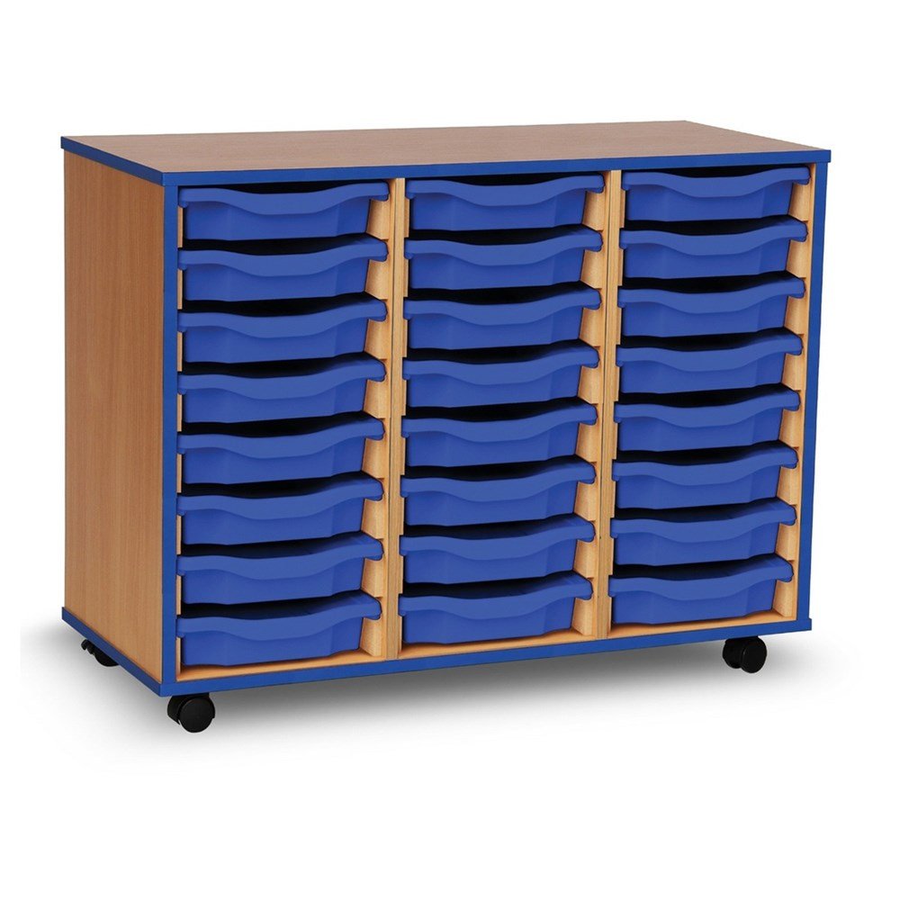 Monarch 24 Tray Single Tray Storage Unit with Blue Coloured Edges - ABC School Supplies