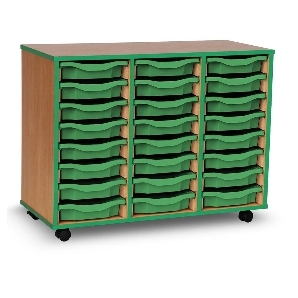 Monarch 24 Tray Single Tray Storage Unit with Green Coloured Edges - ABC School Supplies