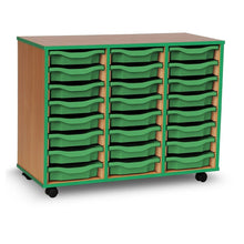 Monarch 24 Tray Single Tray Storage Unit with Green Coloured Edges - ABC School Supplies