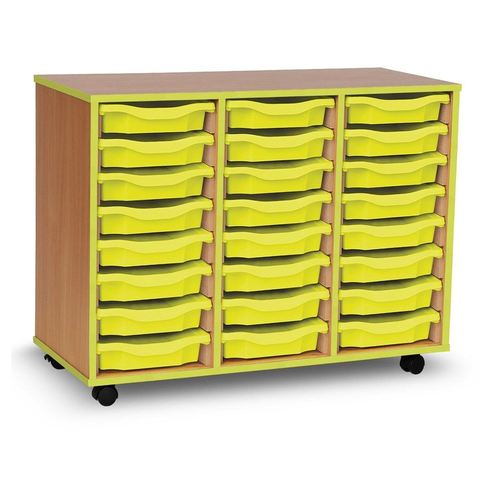 Monarch 24 Tray Single Tray Storage Unit with Lime Coloured Edges - ABC School Supplies