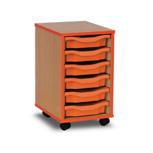 Monarch 6 Tray Single Tray Storage Unit with Tangerine Coloured Edges - ABC School Supplies