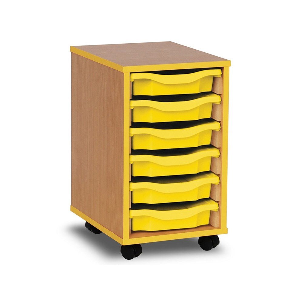 Monarch 6 Tray Single Tray Storage Unit with Yellow Coloured Edges - ABC School Supplies