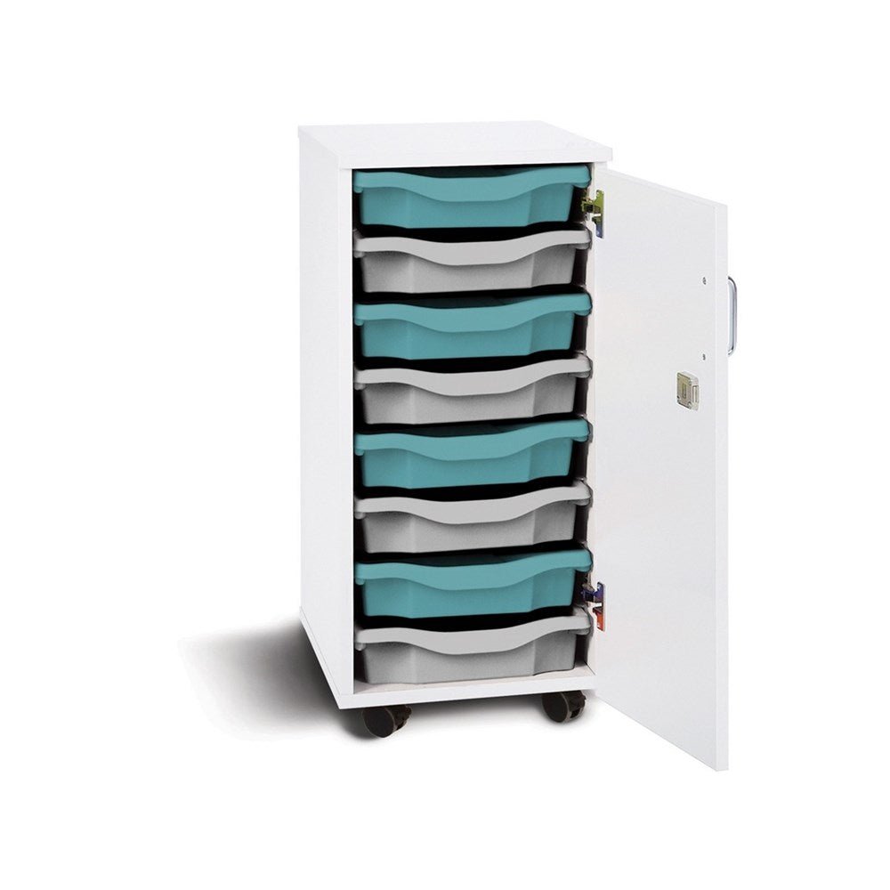 Monarch Mobile 8 Tray Single Tray Storage Unit with Lockable Doors - ABC School Supplies