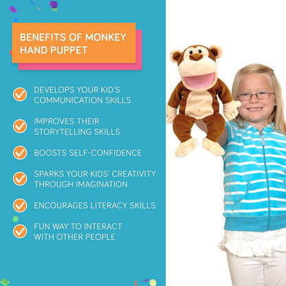 Monkey Hand Puppet With Moving Mouth - ABC School Supplies