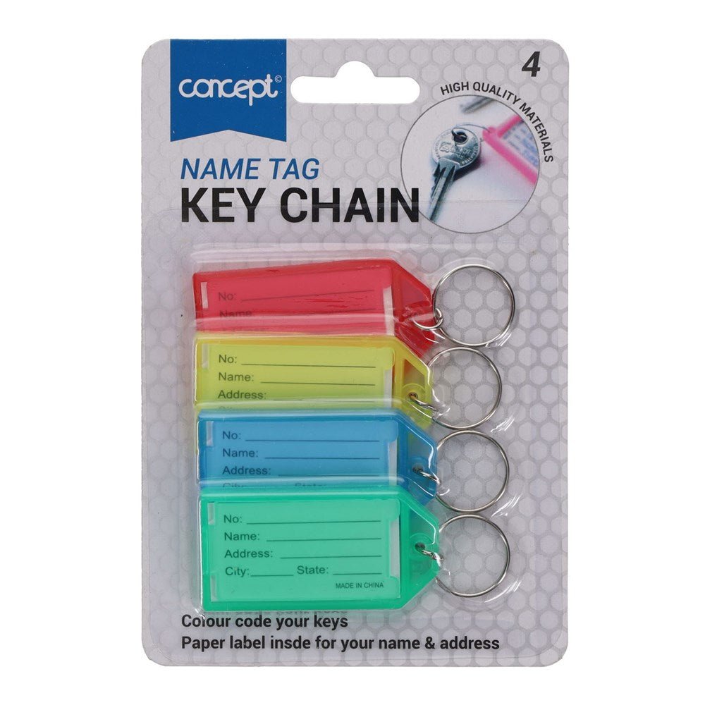 Name Tag Keychains Pack of 4 - ABC School Supplies