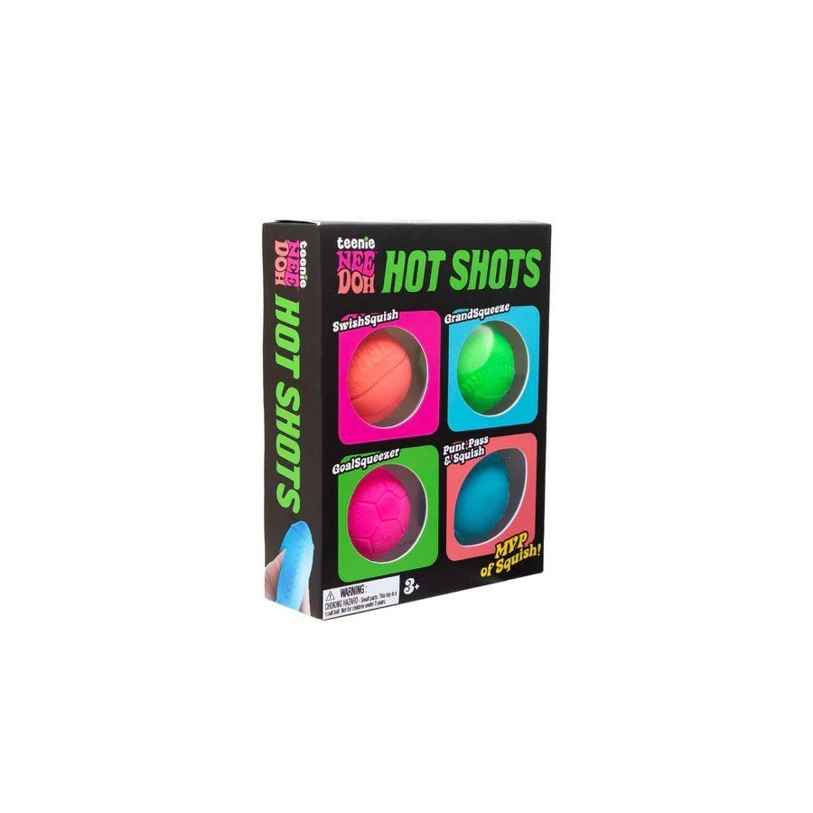 NeeDoh Teenie Hot Shots Sports - themed Mini Fidget Toys Squishy Ball - ABC School Supplies