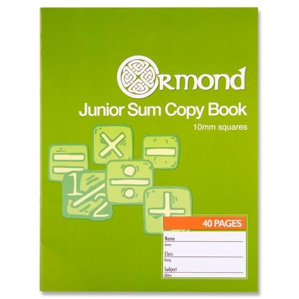 Ormond 40Pg 10mm Sq Junior Sum Copy - Pack Of 20 - ABC School Supplies