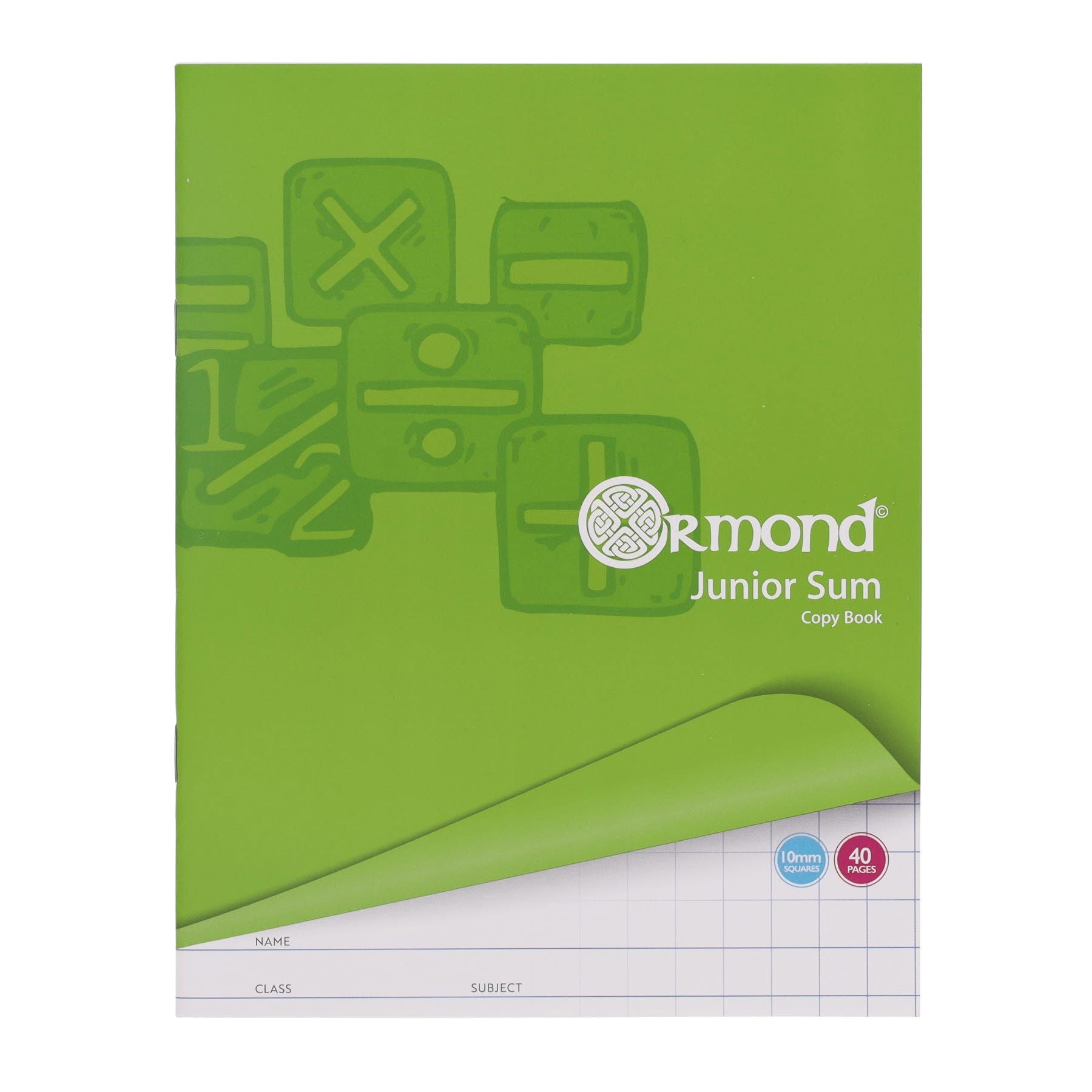 Ormond 40Pg 10mm Sq Junior Sum Copy - Pack of 20 - ABC School Supplies