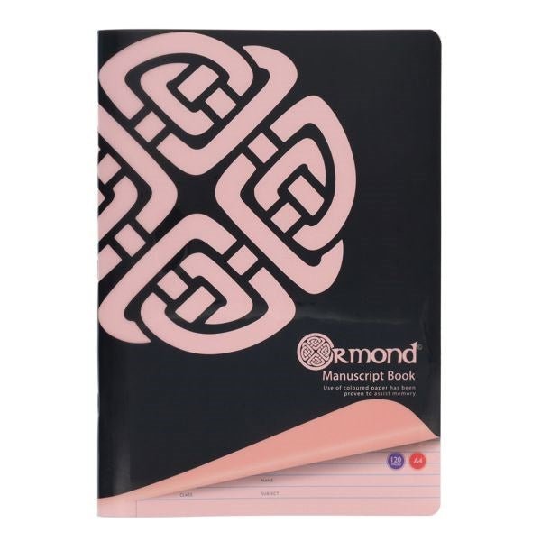 Ormond A4 120Pg Durable Cover Visual Memory Aid Manuscript Book - Pink - ABC School Supplies