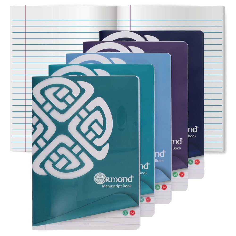 Ormond A4 160pg Durable Cover Manuscript Copybooks Value Pack of 30 - ABC School Supplies