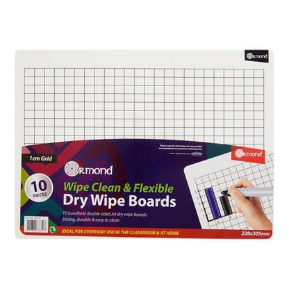 Ormond A4 1cm Grid Whiteboards Pack Of 10 - ABC School Supplies