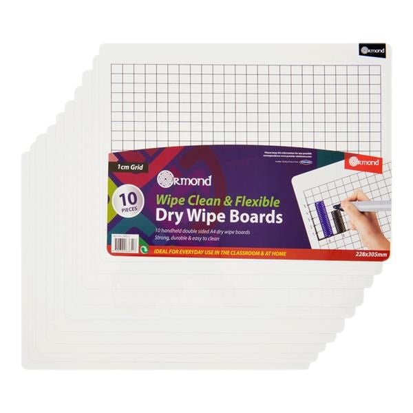 Ormond A4 1cm Grid Whiteboards Pack Of 10 - ABC School Supplies