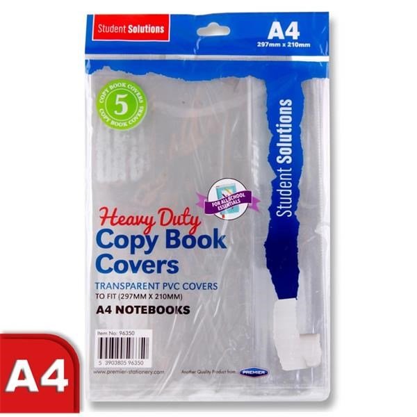 Ormond A4 Pvc Heavy Duty Copy Book Covers Pack Of 5 - ABC School Supplies