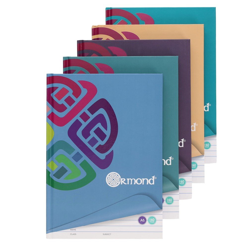 Ormond A5 160pg Hardcover Notebook Pack of 5 - ABC School Supplies