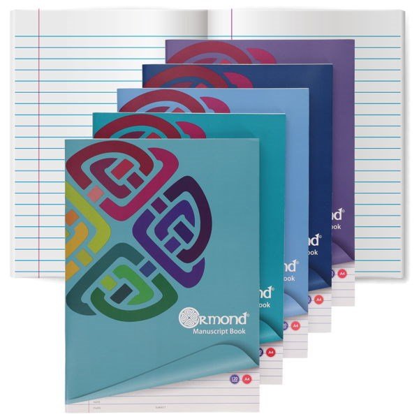 Ormond Blue A4 120pg Manuscript Book - Covers vary - ABC School Supplies