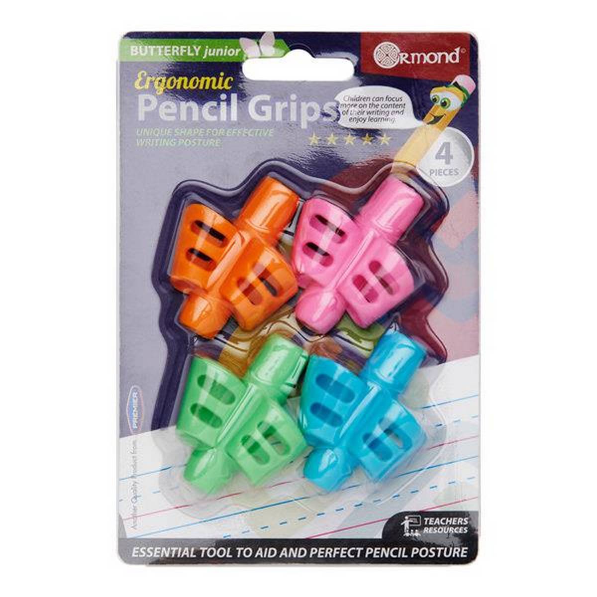 Ormond Butterfly Junior Pencil Grips Pack Of 4 - ABC School Supplies