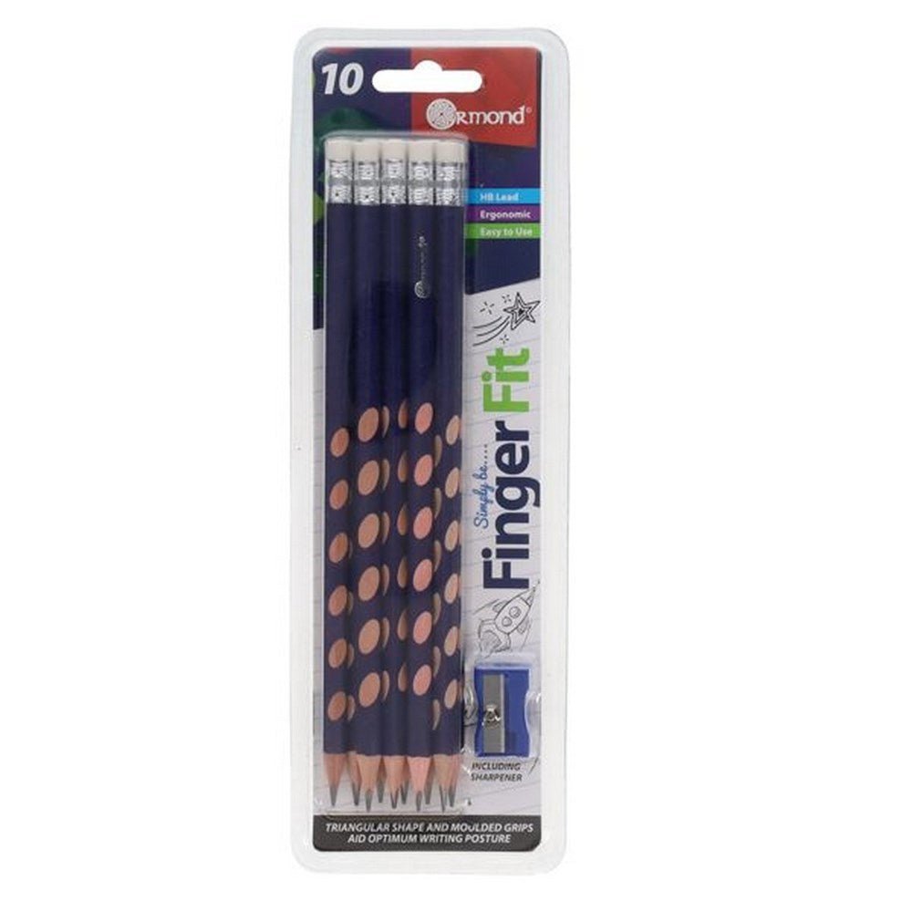 Ormond Finger Fit Hb Triangular Pencils With Sharpener Pack Of 10 - ABC School Supplies