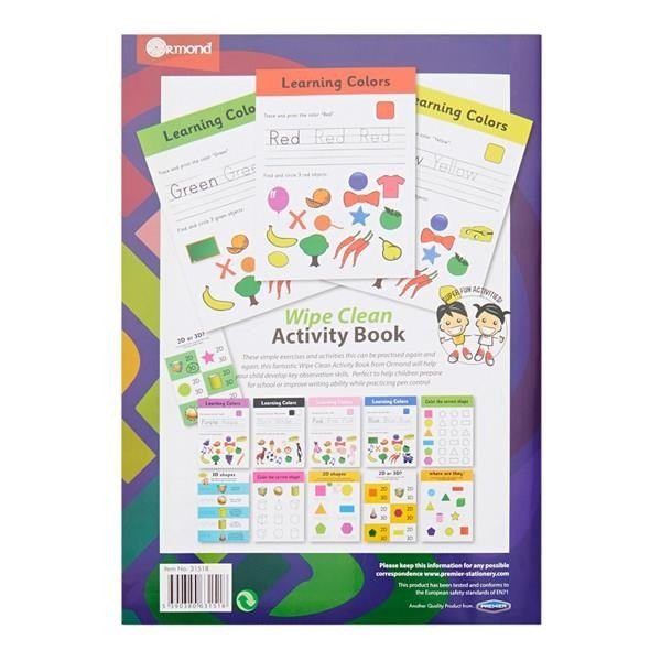 **Ormond Wipe Clean Activity Book - Colours and Shapes - ABC School Supplies