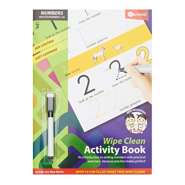**Ormond Wipe Clean Activity Book - Numbers 1 - 20 - ABC School Supplies