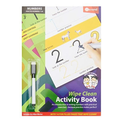 **Ormond Wipe Clean Activity Book - Numbers 1 - 20 - ABC School Supplies