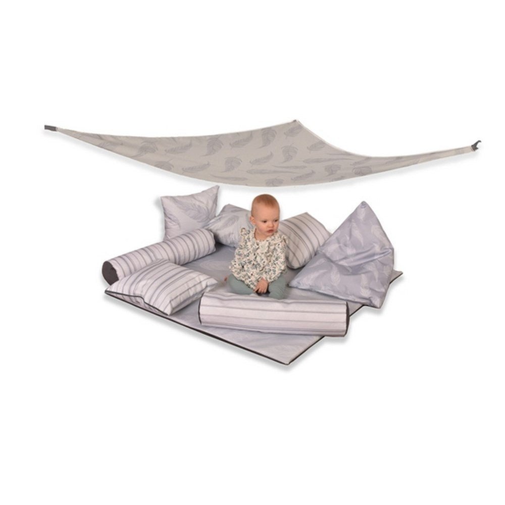 Outdoor/Indoor Baby Feather Print Mat, Cushion & Canopy Set - ABC School Supplies