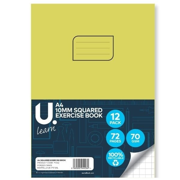 **A4 Squared Copy Book, 10Mm Squares Pack Of 12