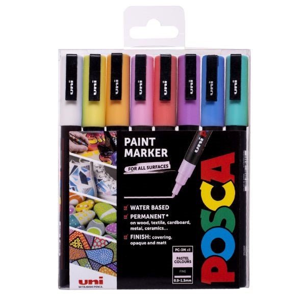 Paint Marker Fine Tip Pack of 8 Assorted Pastel - ABC School Supplies