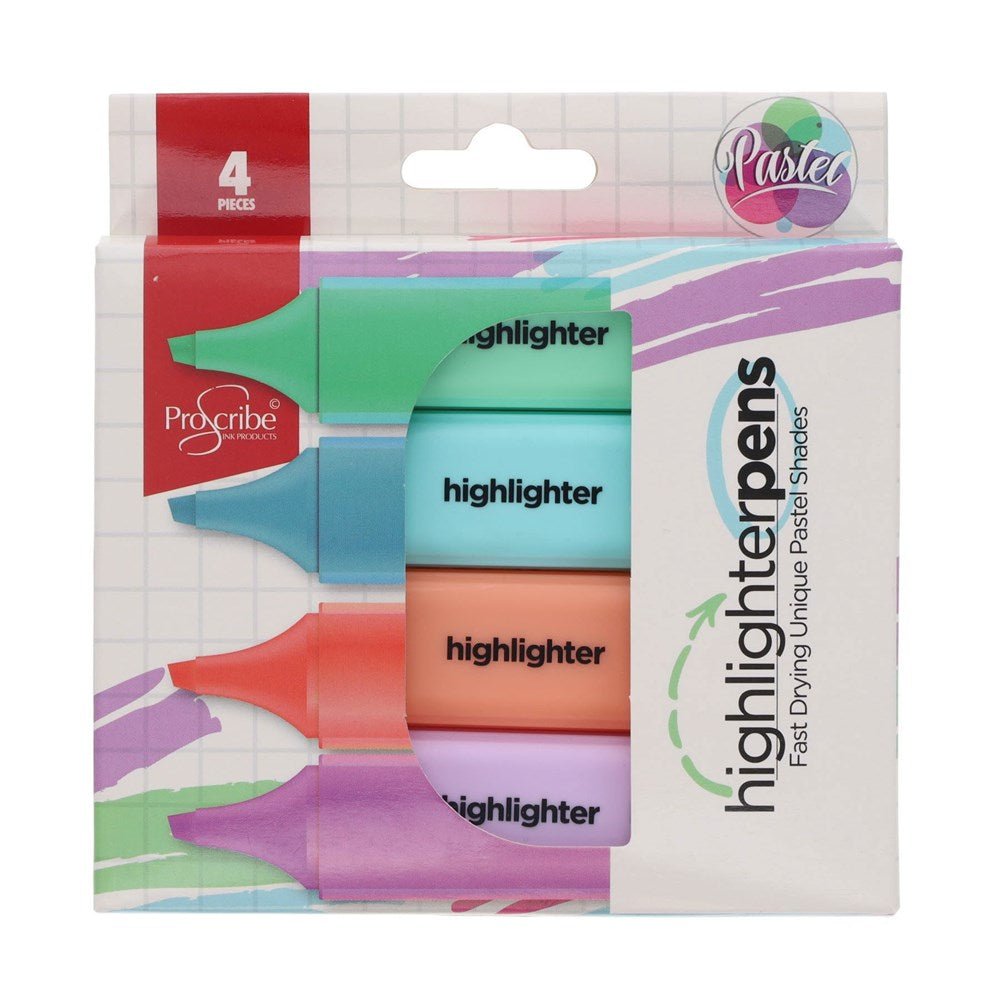 Pastel Highlighters Pack of 4 - ABC School Supplies