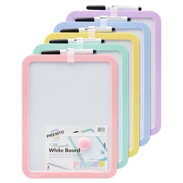 Pastel Magnetic Dry Wipe Whiteboard With Dry Erase Marker - ABC School Supplies