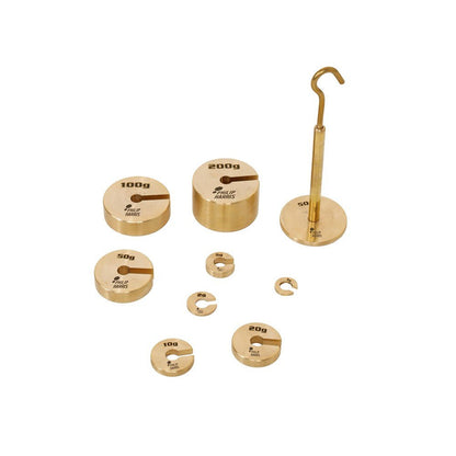 Philip Harris Hanging Slotted Masses - Brass - 1g to 200g - Pack of 10 - ABC School Supplies
