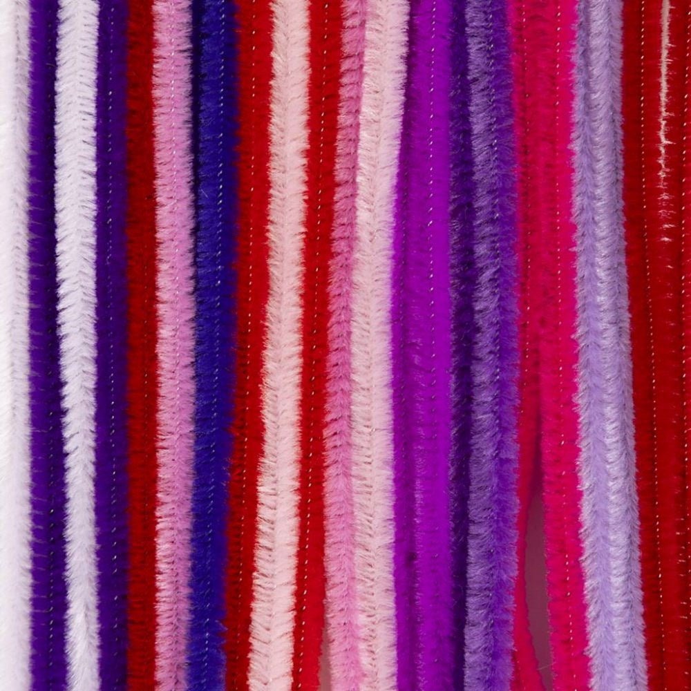 Pink/Purple/Red Chenille Stems Pipe Cleaners Pack of 25 - ABC School Supplies