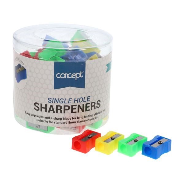 Plastic Single Hole Pencil Sharpeners Pack of 72 - ABC School Supplies