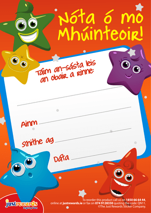 Praise Pad Nota O Mo Mhuinteoir - ABC School Supplies