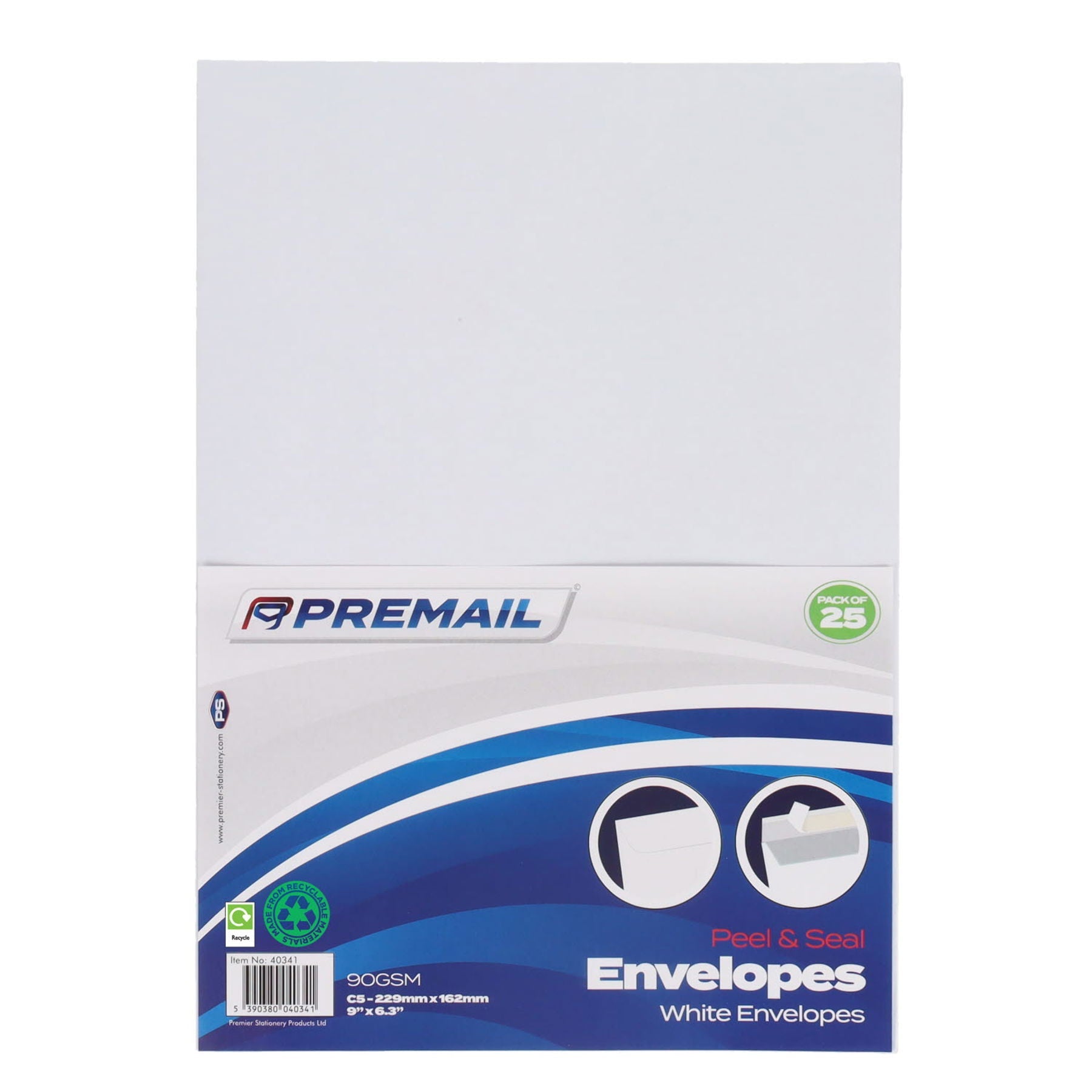 Premail Pkt.25 C5 Peel & Seal Envelopes - White - ABC School Supplies