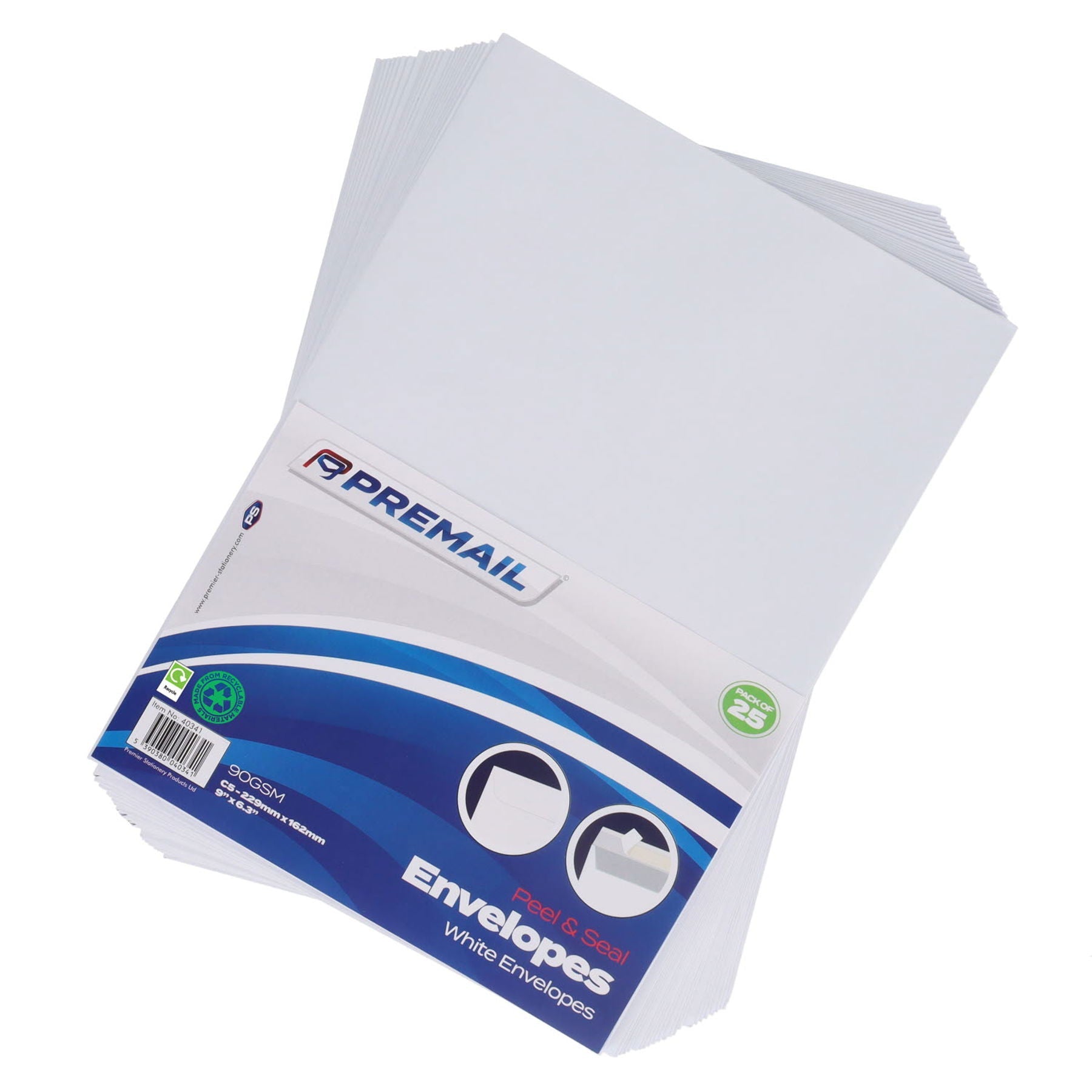 Premail Pkt.25 C5 Peel & Seal Envelopes - White - ABC School Supplies