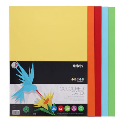 Premier A3 160G Activity Card Rainbow Assorted Colours (Pack Of 50 Sheets) - ABC School Supplies