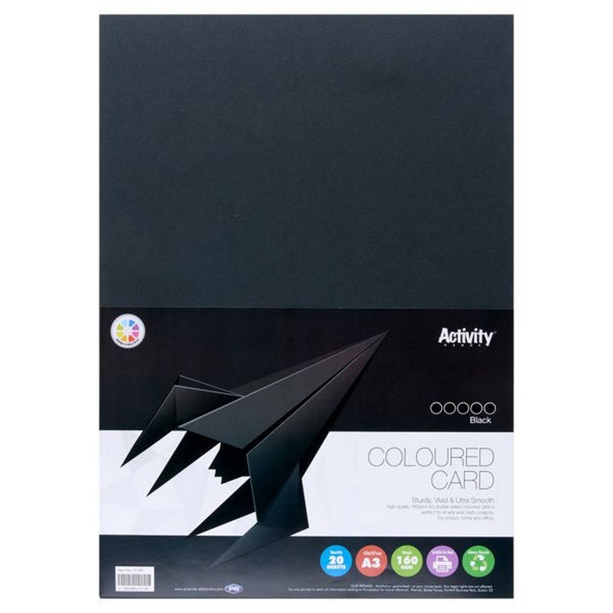 Premier A3 160Gsm Card 20 Sheets - Black - ABC School Supplies