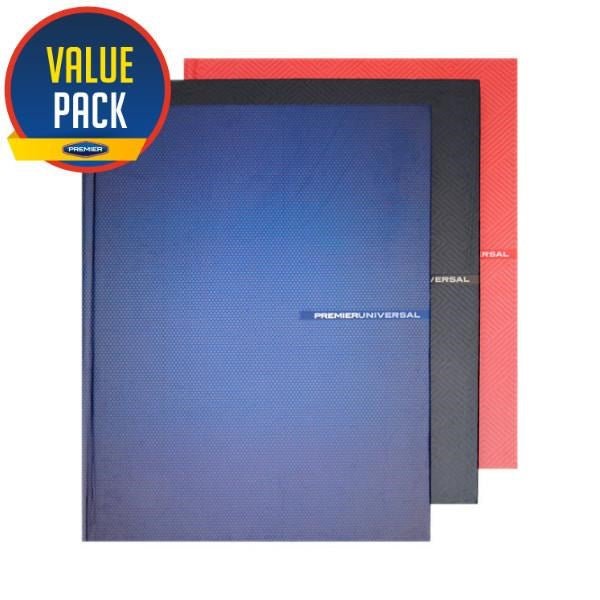 Premier A4 160Pg Hardcover Notebooks Pack Of 3 (Bold) - ABC School Supplies