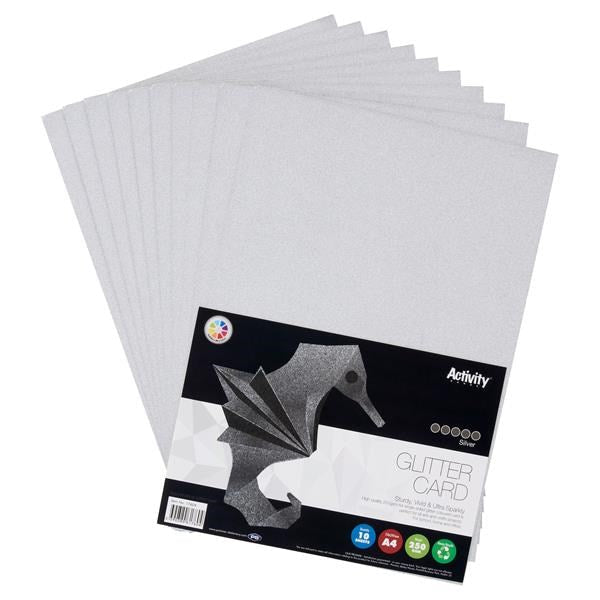 Premier A4 250Gsm Glitter Card 10 Sheets - Silver - ABC School Supplies