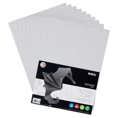 Premier A4 250Gsm Glitter Card 10 Sheets - Silver - ABC School Supplies