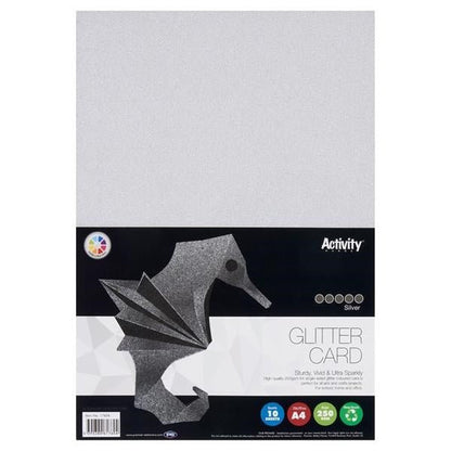 Premier A4 250Gsm Glitter Card 10 Sheets - Silver - ABC School Supplies