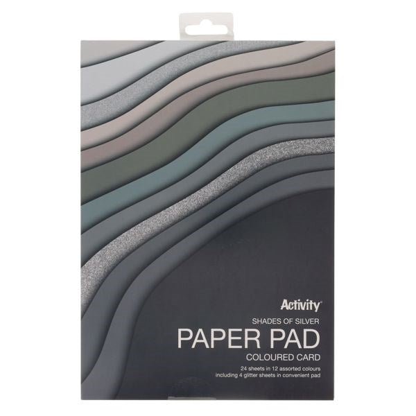 Premier A4 Card Pad 24 Sheets - Shades Of Silver - ABC School Supplies