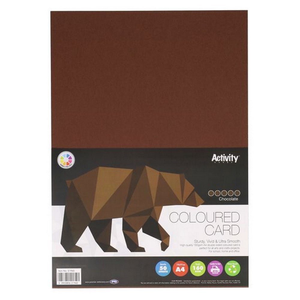 Premier A4 Chocolate Brown Card 160Gsm (Pack Of 50 Sheets) - ABC School Supplies
