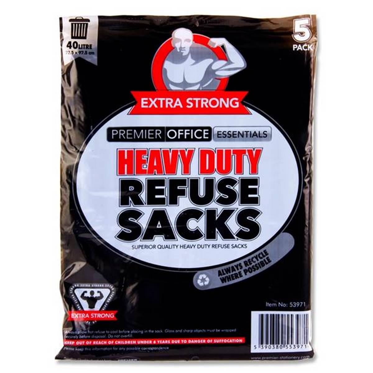Premier Heavy Duty Refuse Sacks Pack Of 5 - ABC School Supplies