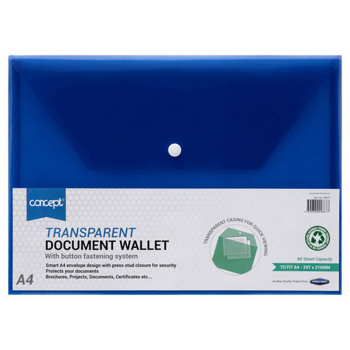 Premier Office A4 Clear Button Wallets Value Pack Of 12 - ABC School Supplies
