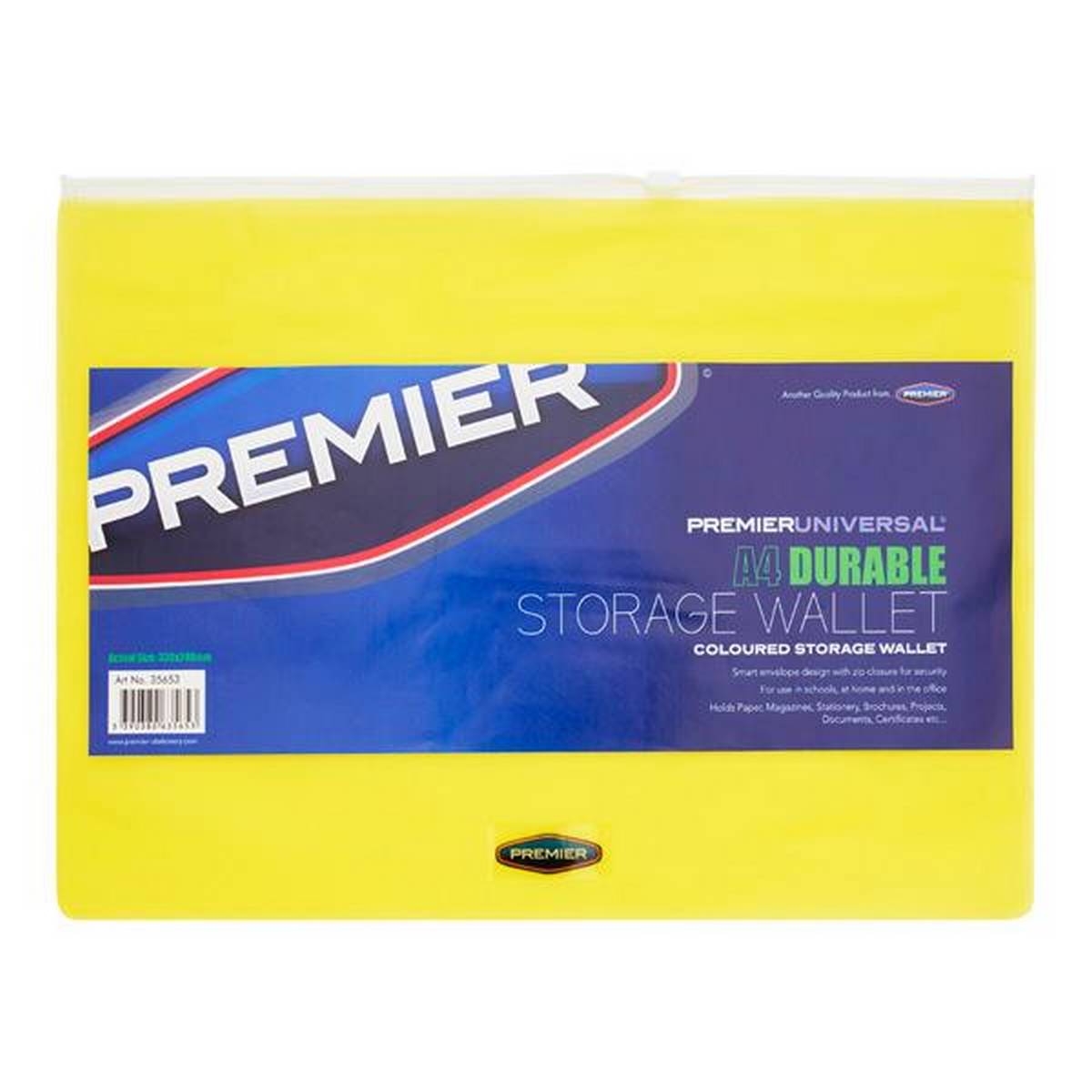 **Premier Universal A4 Durable Coloured Storage Wallet - ABC School Supplies