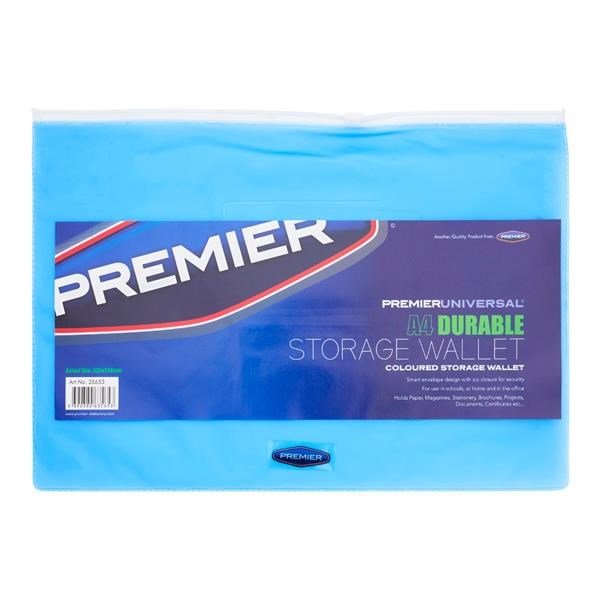 **Premier Universal A4 Durable Coloured Storage Wallet - ABC School Supplies