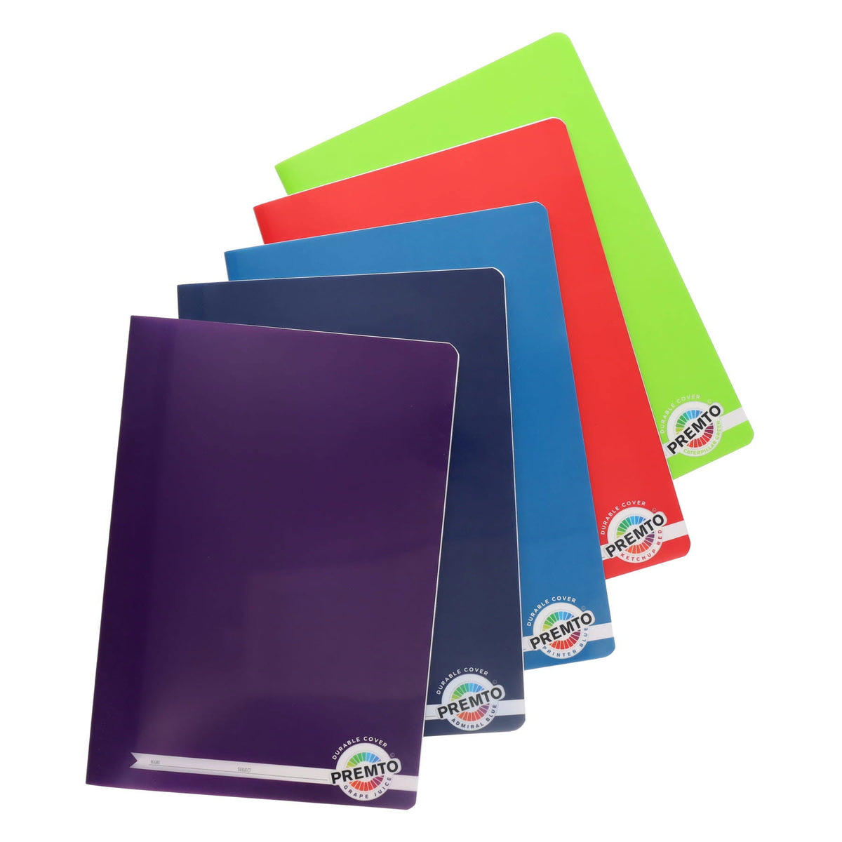 Premto A4 120Pg Durable Cover Manuscript Book - Pack of 5 Asst. - ABC School Supplies