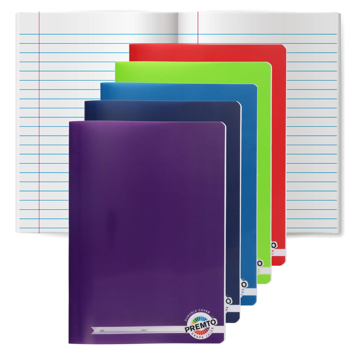 Premto A4 120Pg Durable Cover Manuscript Book - Pack of 5 Asst. - ABC School Supplies